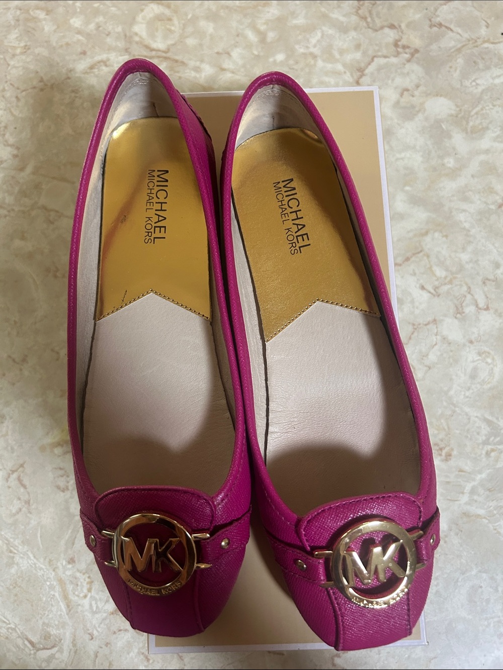 MICHAEL Michael Kors Hot Pink MK Logo Leather Flats